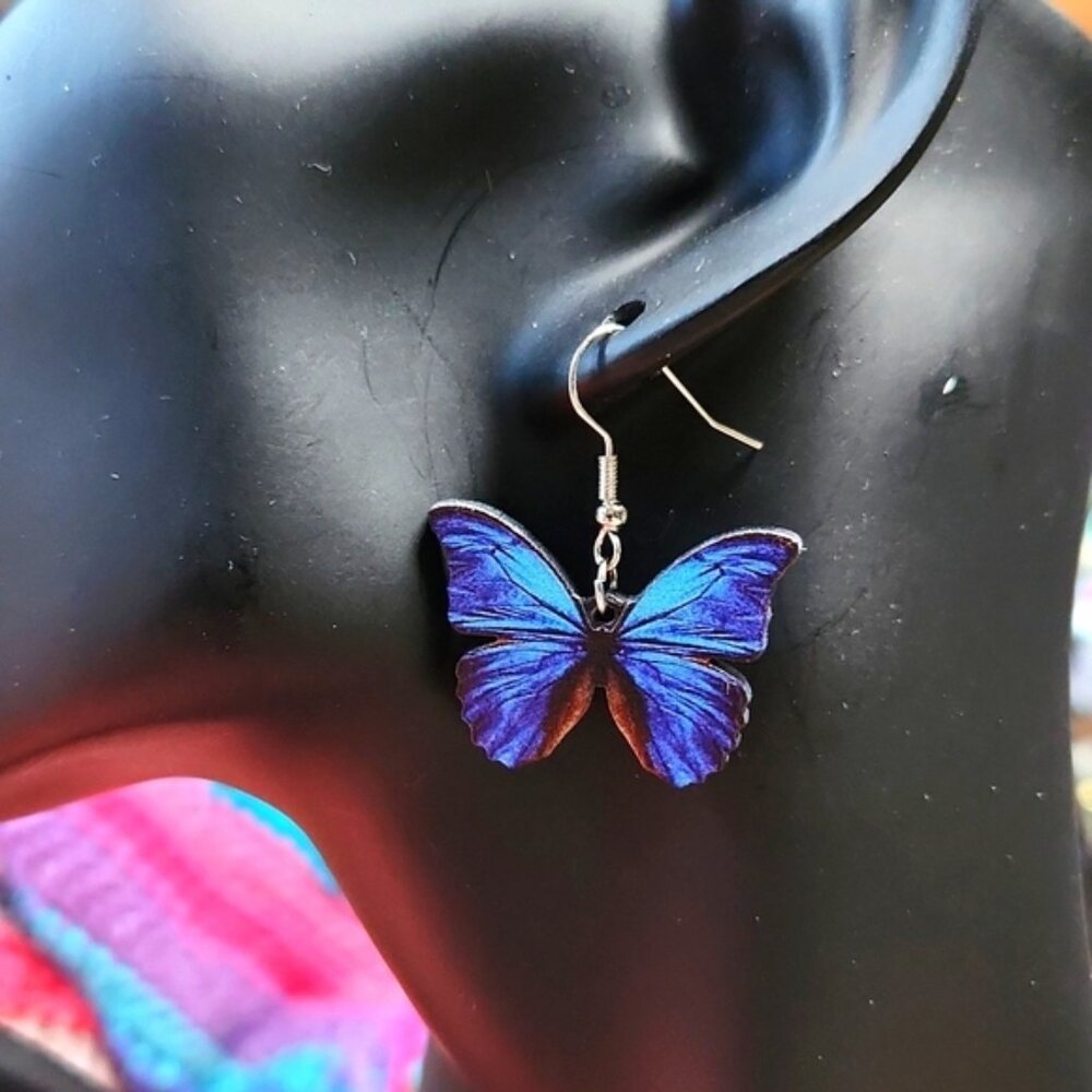 Butterfly Earrings Blue Butterfles Drop Earrings Dangle Earrings NWT Gift Ideas
